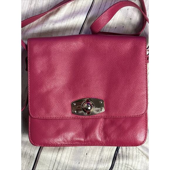 Rowallan Crossbody Magenta Pink Purse Leather Bag Scotland Buckle Turnlock - Picture 12 of 16